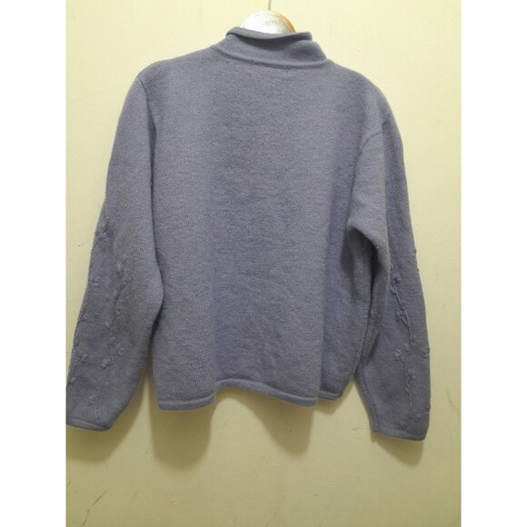 Vintage Herman Geist Womens Floral Embroidered Wool Petite Large Zip Cardigan - Picture 6 of 9